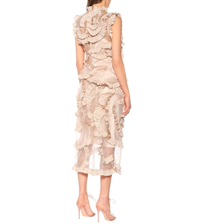 Shop Moncler Genius 4 Moncler Simone Rocha Ruffled Silk-blend Top In Pink