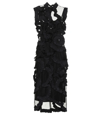 Shop Moncler Genius 4 Moncler Simone Rocha Ruffled Silk-blend Dress In Black