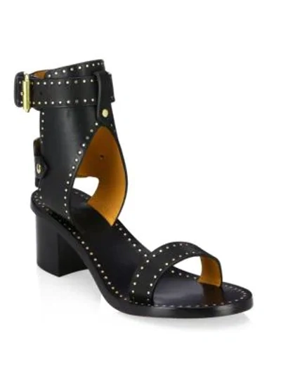 Shop Isabel Marant Jaeryn Studded Wrap Leather Sandals In Black