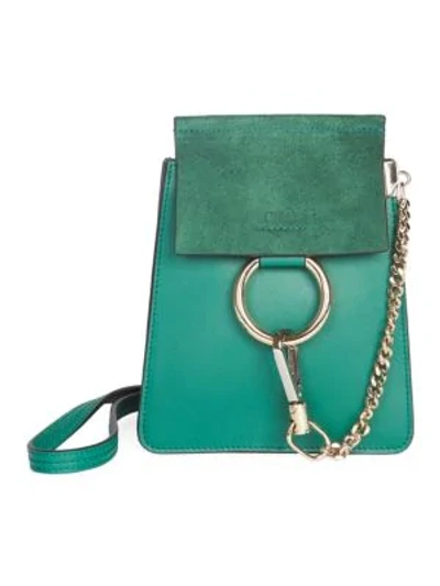 Shop Chloé Mini Faye Leather Bracelet Bag In Green