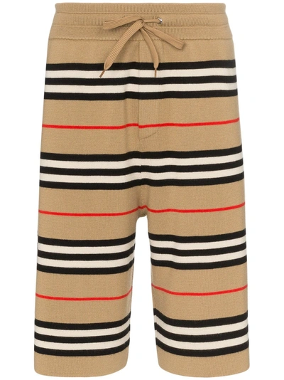 Shop Burberry Kenton Striped Drawstring Shorts - Brown
