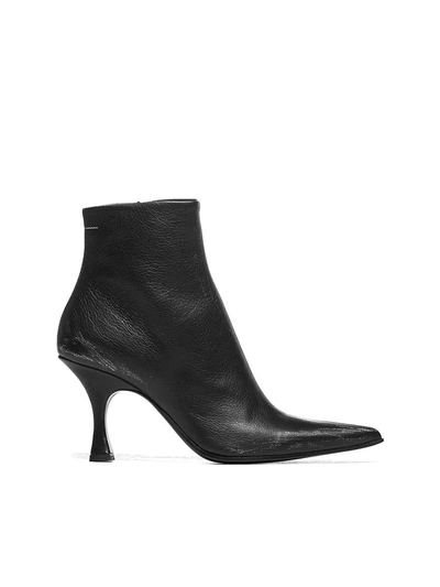 Shop Mm6 Maison Margiela Pointed Toe Ankle Boots In Black