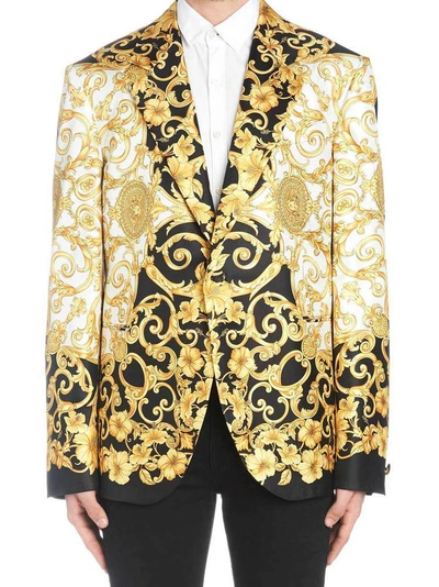 Shop Versace Printed Blazer In Multi