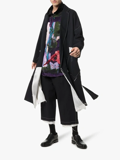 Shop Yohji Yamamoto Seidenhemd Mit Leoparden-print In Black