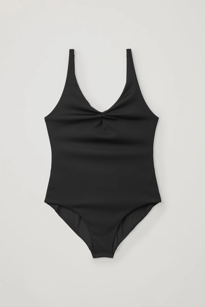 Shop Cos Twist-front Swimsuit In Black
