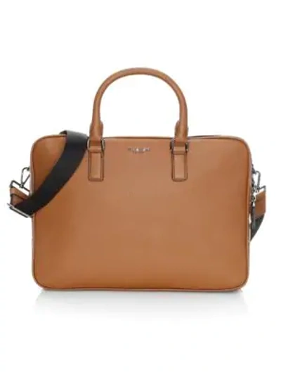 Shop Michael Kors Bryant Leather Briefcase In Luggage