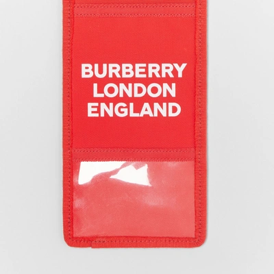 Shop Burberry Logo Print Card Case Lanyard In Bright Military Red
