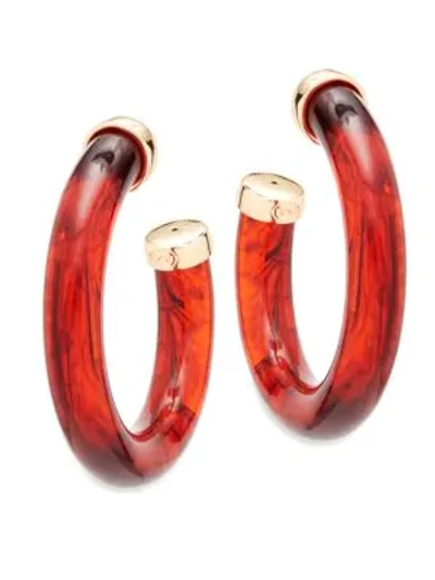 Shop Kenneth Jay Lane Large Polished Hoops In Red