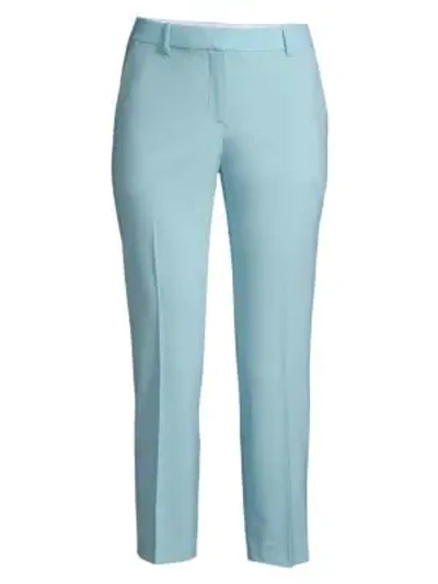 Shop Theory Treeca Skinny-leg Cropped Good Wool Suiting Pants In Blue Storm
