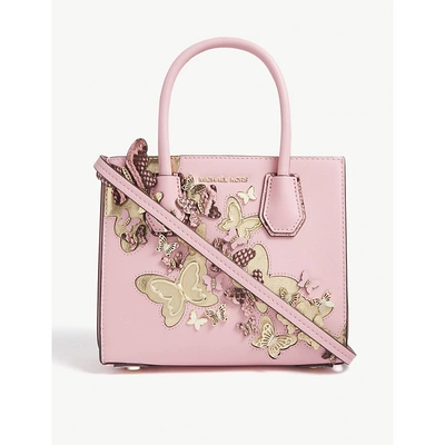 Michael Michael Kors Mercer Butterfly Leather Shoulder Bag In Carnation |  ModeSens