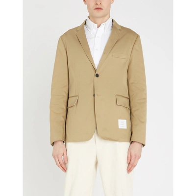 Shop Thom Browne Classic-fit Cotton-twill Blazer In Camel