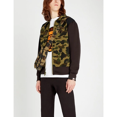 Shop A Bathing Ape Camouflage-print Zipped Stretch-jersey Jacket In Green