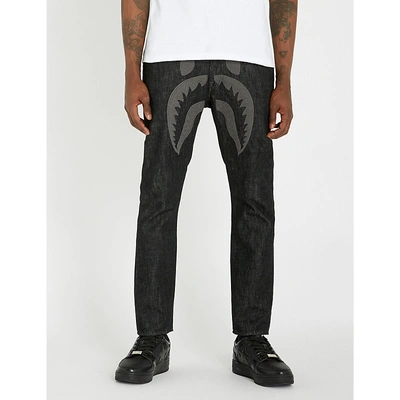 A Bathing Ape Shark-print Slim-fit Jeans In Black | ModeSens