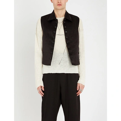 Shop Ann Demeulemeester Frida Linen And Silk-blend Waistcoat In Black