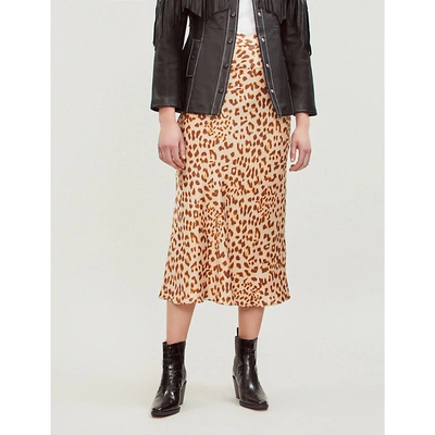 Shop Free People Normani Leopard-print Satin Skirt In Brown Combo