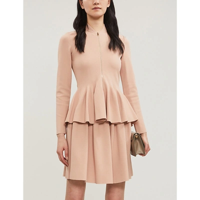 Shop Stella Mccartney Pleated Stretch-knit Skirt In Chalk Pink