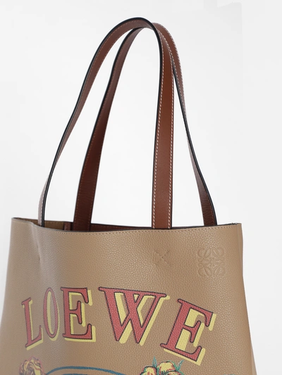 Shop Loewe Men's Beige Vertical Tote Bag With Multicolor Vintage Lion Print