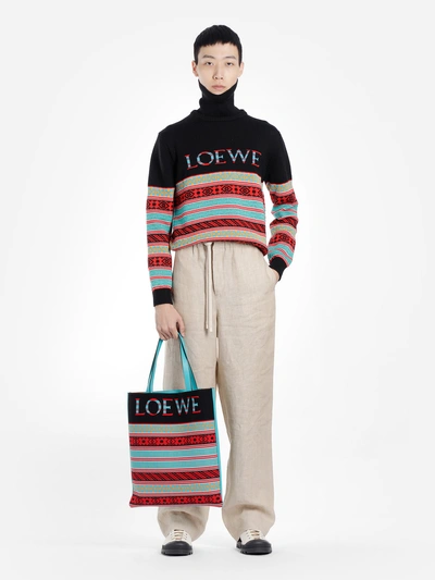 Shop Loewe Men's Multicolor Knit Logo Tote