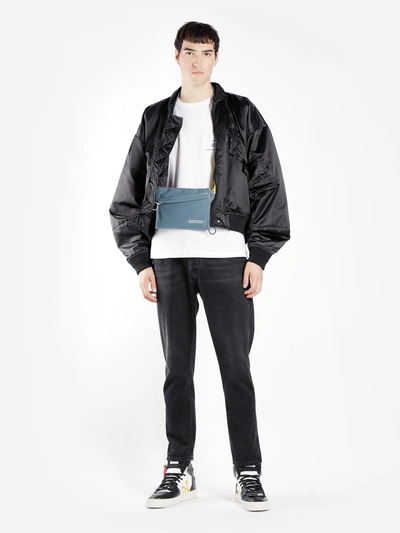 Shop Off-white C/o Virgil Abloh Petrol Blue Flat Denim Crossbody Bag