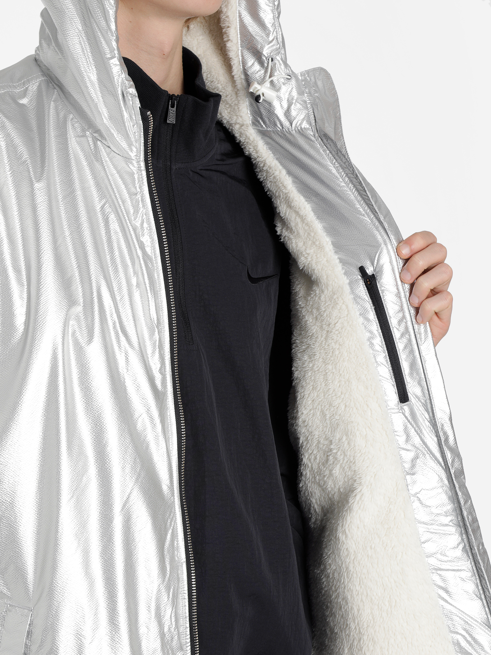fear of god x nike parka jacket metallic silver