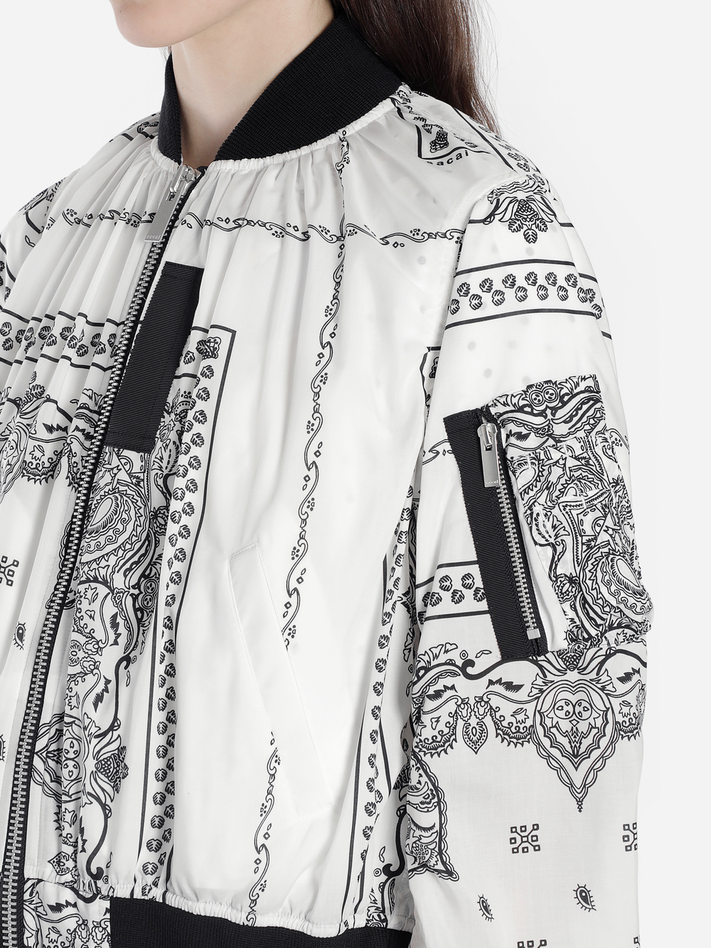Sacai Bandana Print Bomber Jacket In Off-white | ModeSens