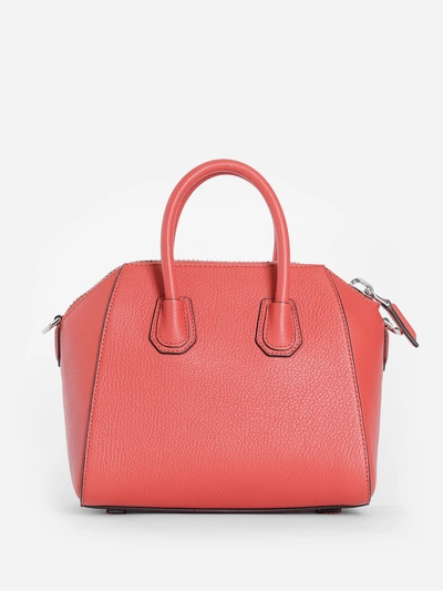 Shop Givenchy Women's Pop Red Mini Antigona Bag In Grained Leather