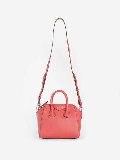 Shop Givenchy Women's Pop Red Mini Antigona Bag In Grained Leather