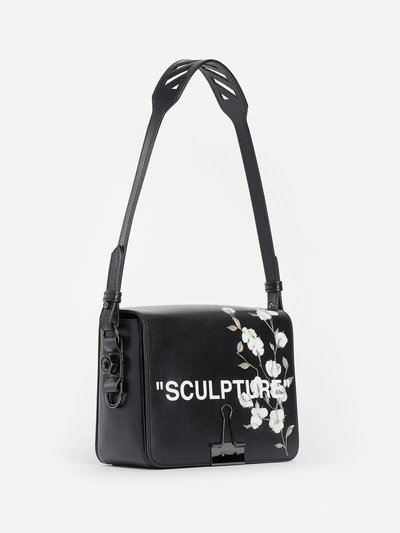 OFF-WHITE Binder Clip Bag Cotton Flower Sculpture Black in Leather