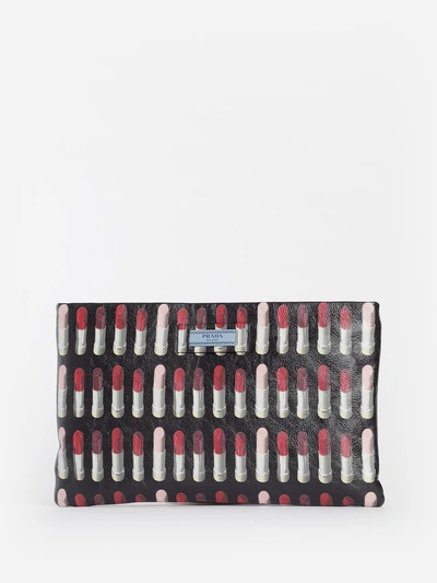 Shop Prada Women's Multicolor Lipstick Printed Pouch With Chain Strap