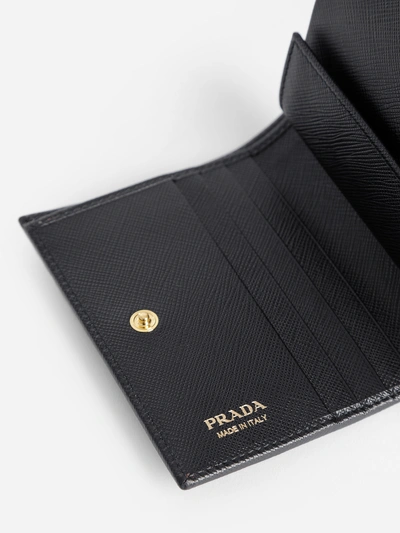 Prada Women's Black Saffiano Vertical Wallett With Triangle Logo In Black
