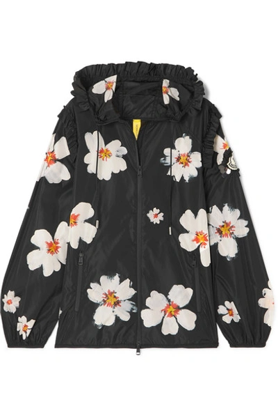 Shop Moncler Genius 4 Simone Rocha Appliquéd Floral-print Shell Jacket In Black