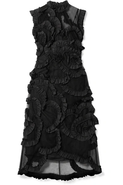 Shop Moncler Genius 4 Simone Rocha Ruffled Shell-trimmed Tulle Dress In Black