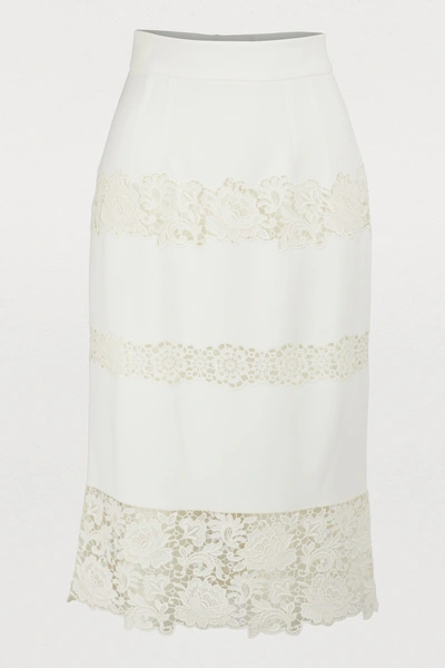 Shop Dolce & Gabbana Lace Pencil Skirt In White