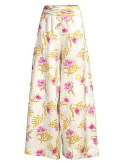 Shop Amur Aubry Floral Palazzo Pants In Radiant Floral Ivory