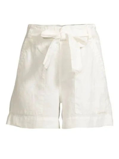 Shop Joie Daynna Linen Tie-waist Shorts In Porcelain