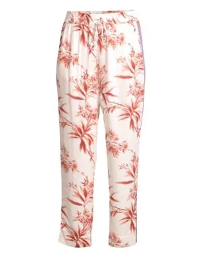 Shop Joie Quisy Cropped Floral & Stripe Pants In Porcelain