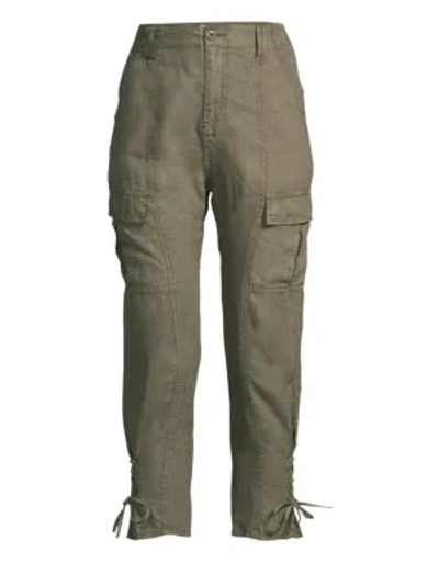 Shop Joie Telutci Lace-up Linen Cargo Pants In Fatigue