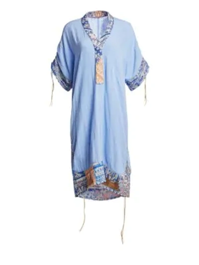 Shop Alchemist Casbah Linen Dress In Serenity Blue