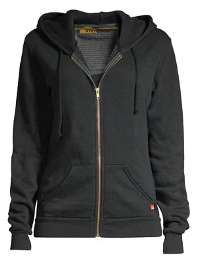 Shop Aviator Nation Lightning Bolt Zip Hoodie In Charcoal Gold