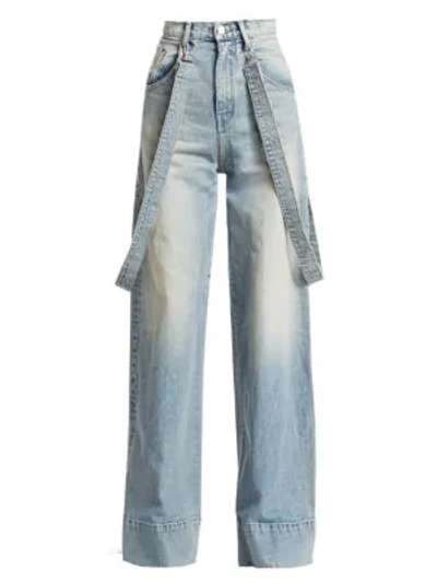 Shop Tre By Natalie Ratabesi The Aaliyah Suspender Jeans In Light