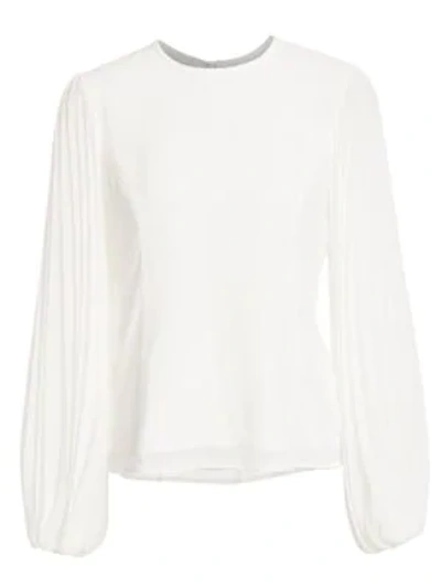 Shop Zimmermann Sunray Pleated-sleeve Blouse In Pearl