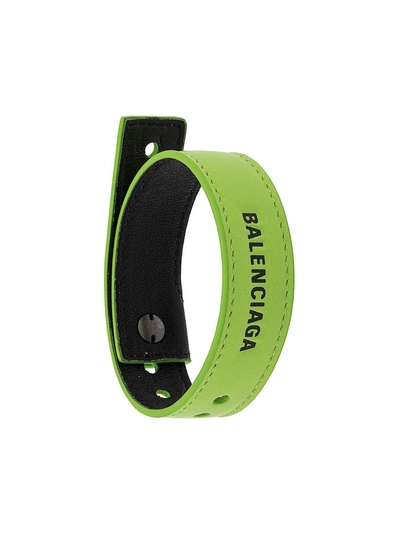 Shop Balenciaga Logo Bracelet In Green