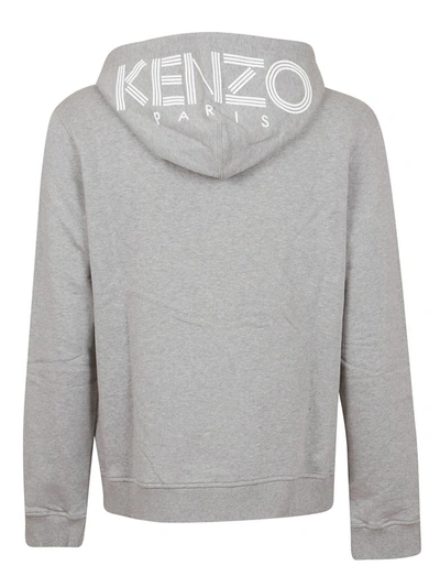 Shop Kenzo Zip Front Hoodie In Pearl Grey