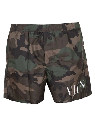 Shop Valentino Camouflage Swim Shorts In Comou Army