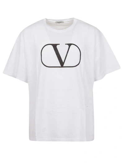 Shop Valentino Logo Print T-shirt In Bianco Nero