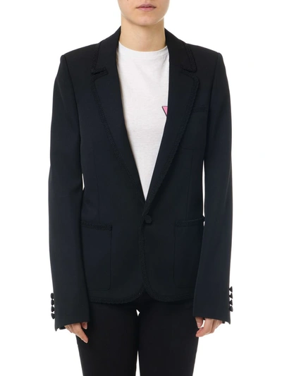 Shop Saint Laurent Black Wool Embroidery Jacket