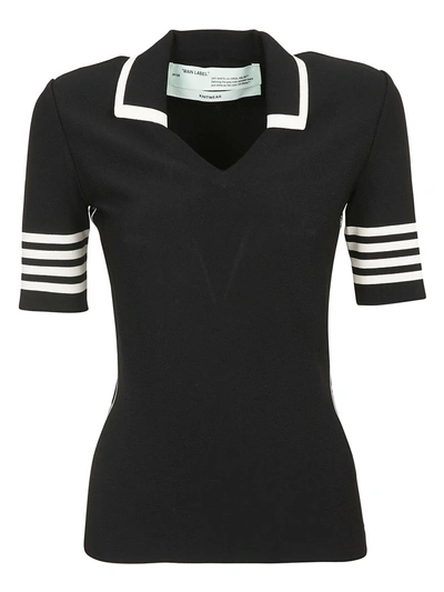 Shop Off-white Stripe Detail Polo Shirt In Black