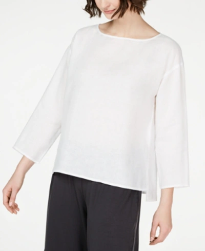 Shop Eileen Fisher Organic Linen Boat-neck Top In White