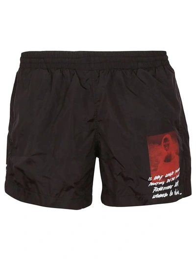 Shop Off-white Mono Lisa Swim Shorts In Black Red