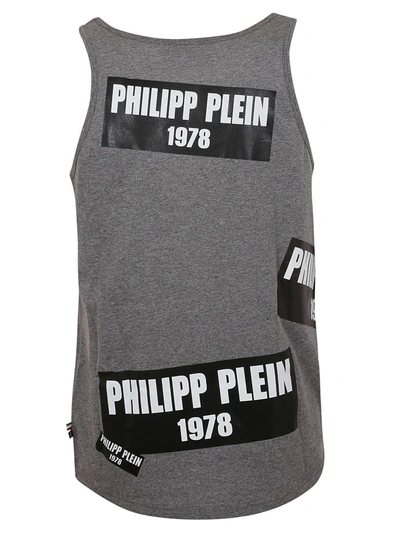 Shop Philipp Plein Logo Print Tank Top In Grey